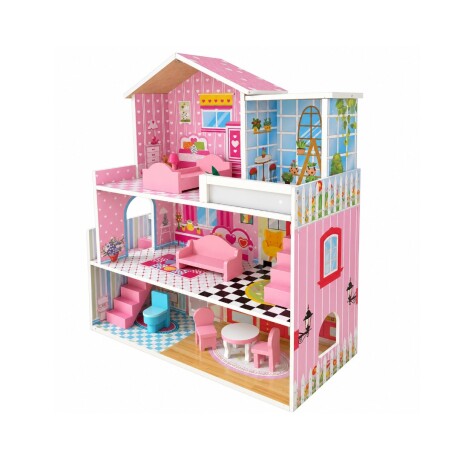 CASA DE MUÑECAS ROSADA Y CELESTE DE 8 PIEZAS CASA DE MUÑECAS ROSADA Y CELESTE DE 8 PIEZAS