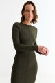 Vestido manga larga midi VERDE OLIVA