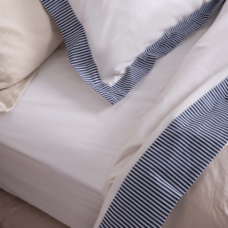 JUEGO DE SABANAS 1 PLAZA ALGODON AZUL STRIPE 200H MARINO