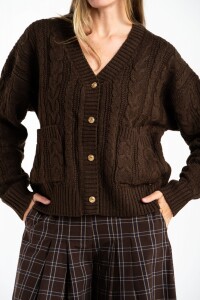 Cardigan Texturado Lana Chocolate