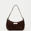 Cartera al hombro Mia en cuero gamuza Marron