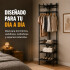 Mueble Perchero Esquinero Zapatera Hierro Colgador Ropa Rack Negro 1