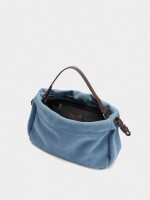 Bolso De Mano Con Piel Ante azul
