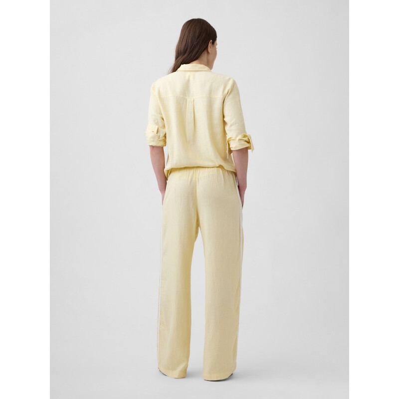V-LINEN PO WIDE LEG SIDE STRIPE MAIZE