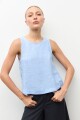 Blusa 100% Lino celeste melange