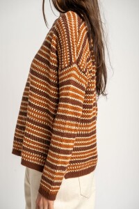 Sweater Rayado Texturado Ocre
