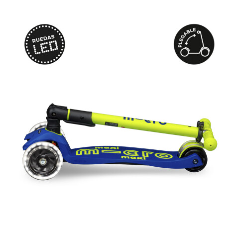 Monopatín Micro Maxi Plegable Neón LED Ajustable con 3 Ruedas AMARILLO