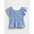 SS FLTR SMOCKED JSY TOP - MARCH SHIRTING BLUE