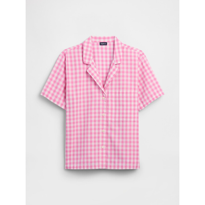 V-SS POPLIN TOP SP FAM PINK GINGHAM