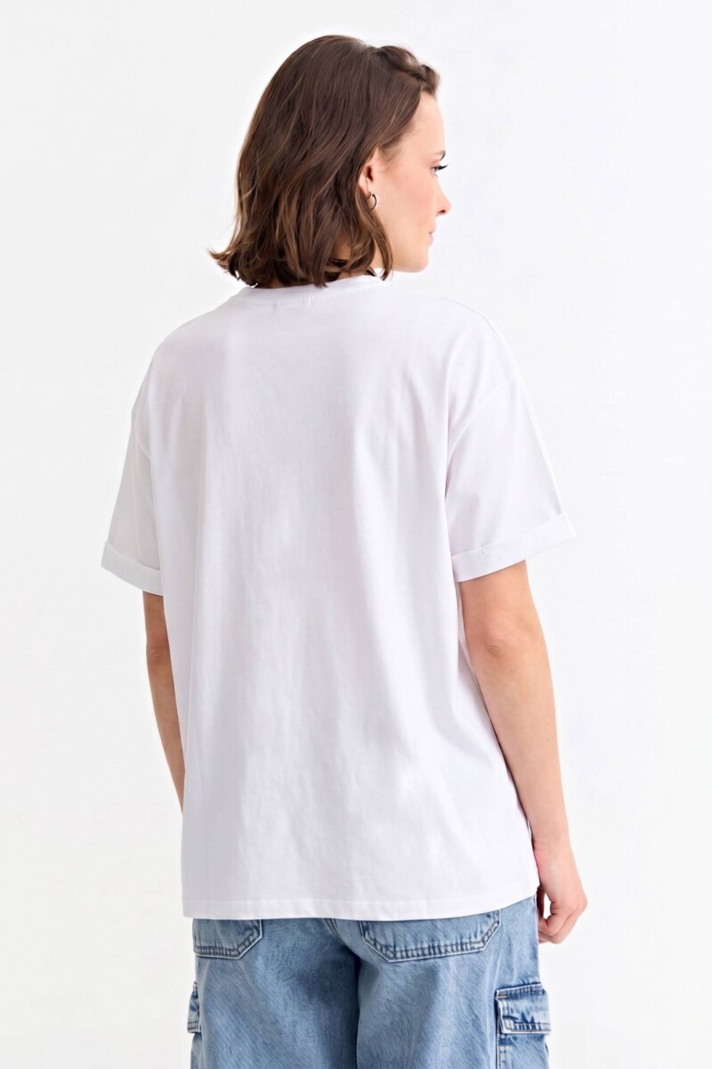 Remera m/c estampada colección Paris BLANCO Y ROJO