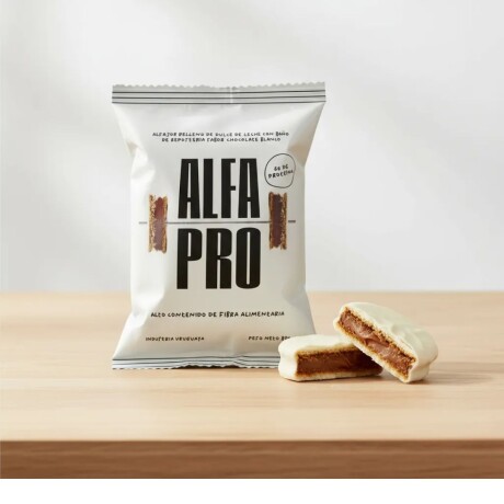 Alfajor Protéico Reducido en calorías Chocolate Blanco caja x 8 unidades Alfapro Alfajor Protéico Reducido en calorías Chocolate Blanco caja x 8 unidades Alfapro