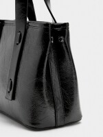 Bolso Tote Efecto Craquelado negro