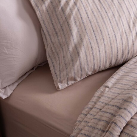 JUEGO SÁBANAS KING ALGODON-Y-POLIESTER NATURAL-BEIGE STRIPE BEIGE