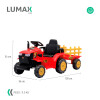 Tractor con Remolque Lumax a Batería con luces y sonido mp3 Rojo