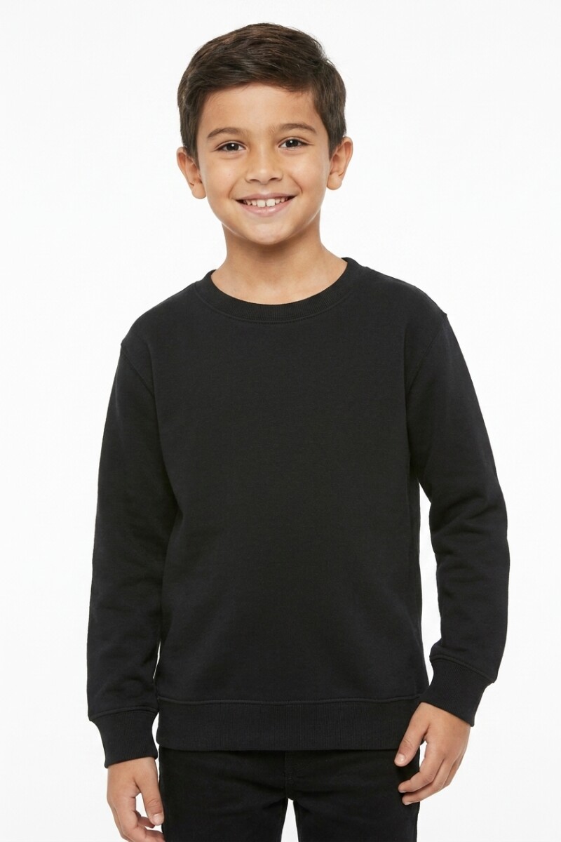 Buzo deportivo básico escote redondo - UNISEX NEGRO