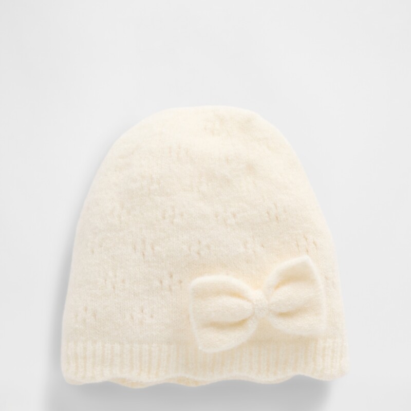 TG POINTELLE BOW HAT IVORY FROST