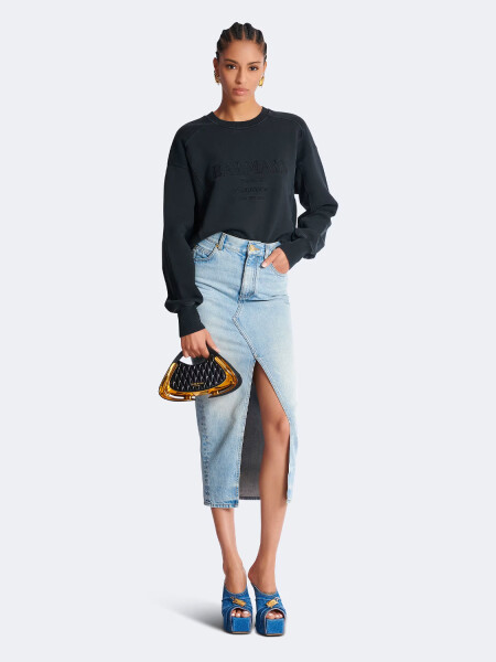 BALMAIN - SWEATSHIRT COUTURE EMBROIDERED Gris