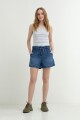 Short con cintura elastizada y lazo JEAN OSCURO