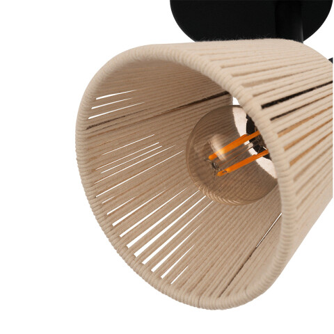 Aplique acero negro E14 c/pantalla de hilo beige EG6152