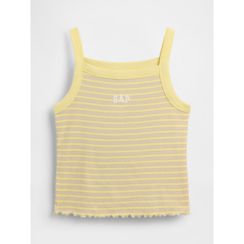 FRCH SQ NECK RIBBED LOGO TANK YELLOW STRIPE