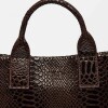 Cartera de mano Capri en cuero gamuza anaconda Chocolate