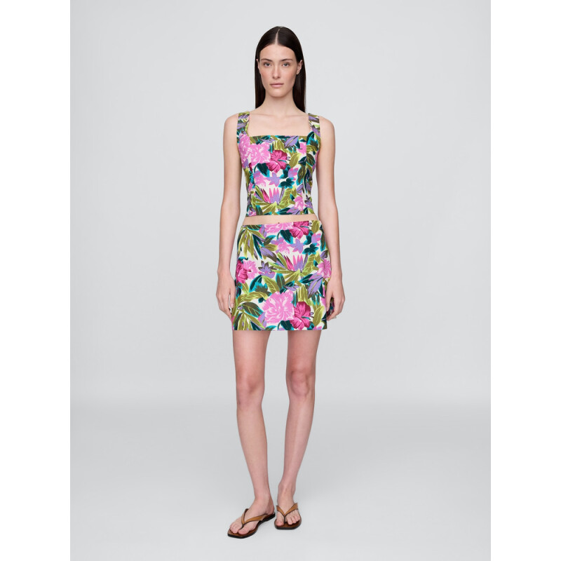 MINI SKORT SP SU25 FLRL LEAF MLT