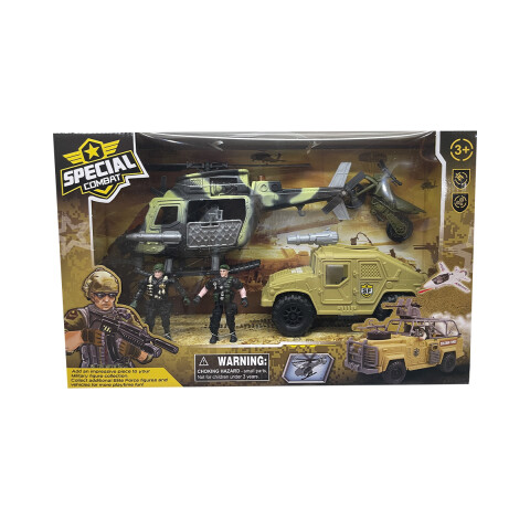 Set de Combate Militar con 2 Soldados y Vehículos U