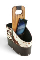 Matera de Cuero Vacuno Legítimo con Estructura Integral de Madera y porta celular Chocolate