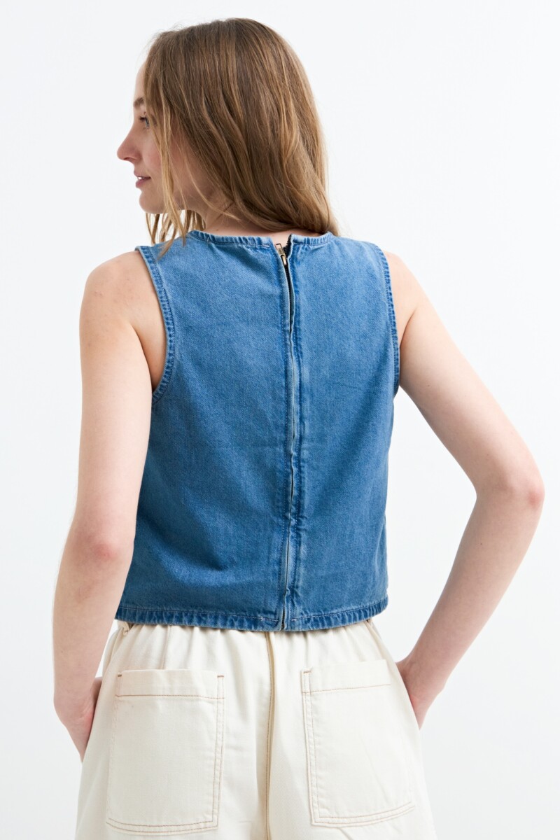 Top denim con cierre en espalda JEAN MEDIO