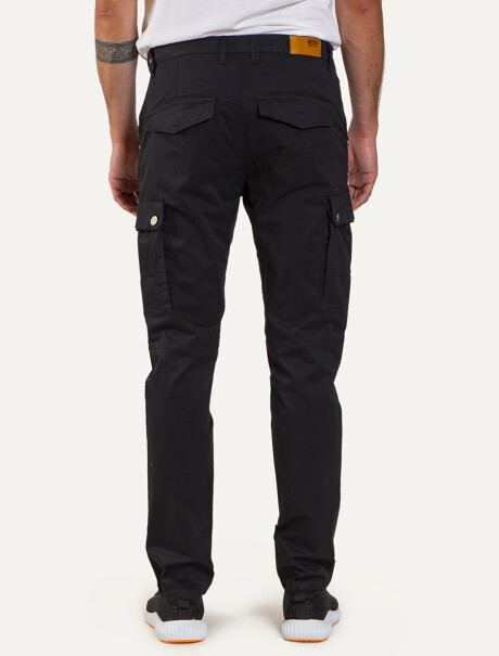 Pantalón Cargo Slim de Gabardina Negro