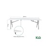 Mesa plegable 2.4m Portátil Jardín Camping Exterior Comedor Mesa plegable 2.4m Portátil Jardín Camping Exterior Comedor