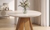 Juego De Comedor 4 Sillas Mesa Redonda - Celeste Marrón | Beige