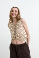 Chaleco crochet calado floral BEIGE