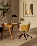Silla de escritorio Madai de chenilla beige y chapa de fresno con acabado tono natural Silla de escritorio Madai de chenilla beige y chapa de fresno con acabado tono natural