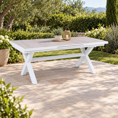 MESA COMEDOR EXTENSIBLE ALUMINIO BLANCO TUSCANY