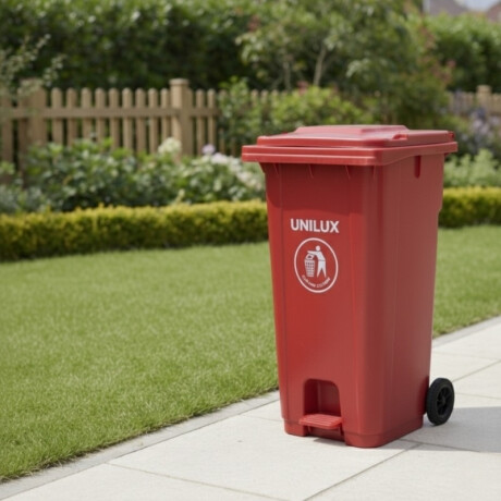 CONTENEDOR DE BASURA CON RUEDAS 240 LITROS Contenedor de Basura con Ruedas 240 Litros Rojo