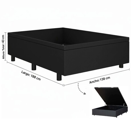 BOX BAÚL 2 PLAZAS BASE DE SOMMIER GUARDARROPA CAMA GRIS