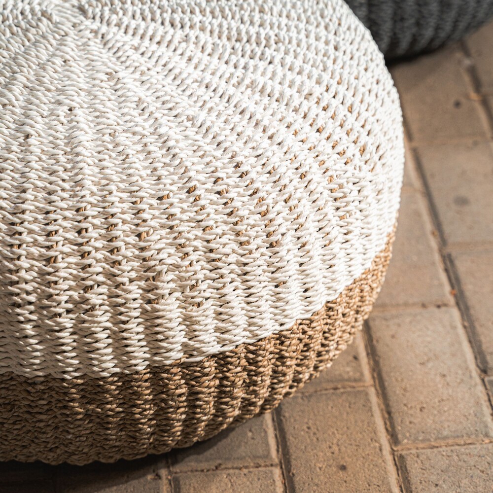 Puff apto para exterior, Tulum beige/blanco Puff apto para exterior, Tulum beige/blanco