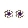 Caravana Flor Violeta - plata 925 - Zirconias- CA8432 conpiedra