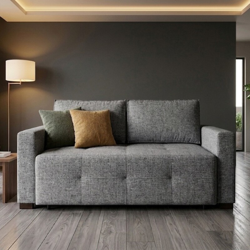 Sofá Cama Torres Reclinable 1.80m | Eucalipto Certificado CARB | Cama 1.90x1.40m Gris