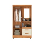 ROPERO - 2 PUERTAS 2 CAJONES CON ESPEJO BLANCO OFF WHITE