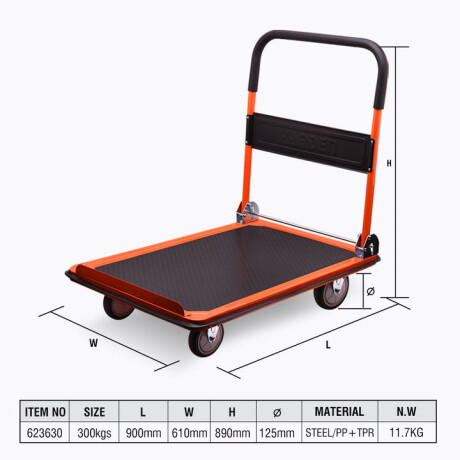 PLATAFORMA CON RUEDAS PLEGABLE 900 X 610MM 300KG HARDEN ++ N/a