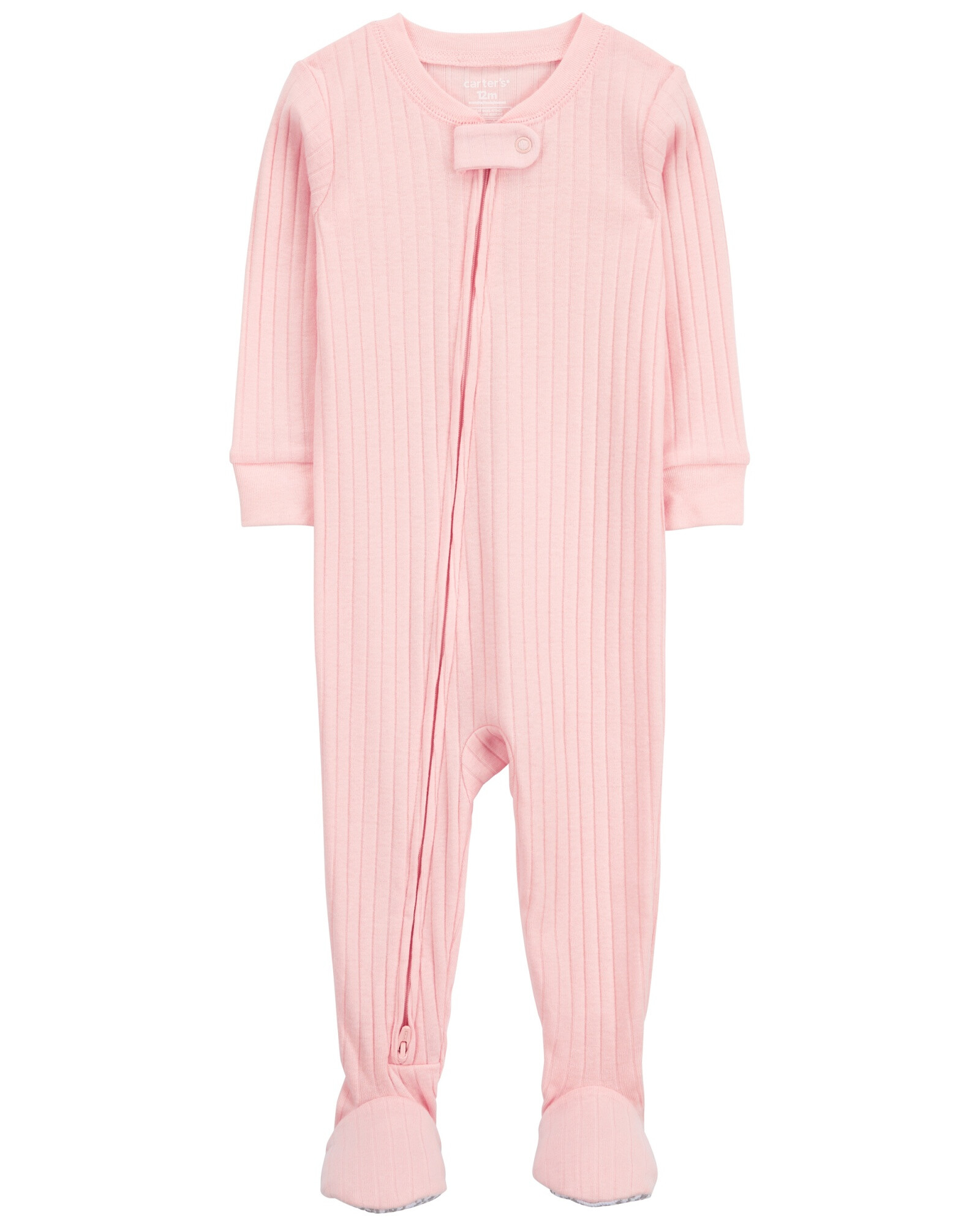 Pijama una pieza de algodón con pie, rosado Sin color