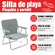 Silla Playa Plegable Portátil Con Correa Reforzada GRIS CLARO