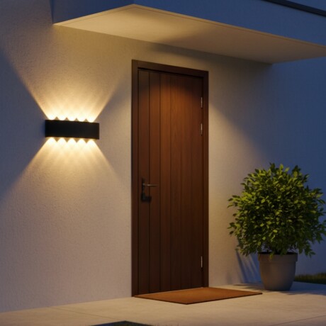 ARTEFACTO EXTERIOR BOLSANO PARA ADOSAR EN PARED BIDIRECCIONAL 10W Artefacto Exterior LED Bolsano Para Adosar Bidireccional 10W Negro