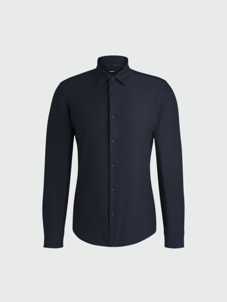 BOSS - Camisa en Algodón Azul Oscuro