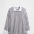 V-POPLIN BIG SHIRT - CONTRAST CUFF/COLLAR NAVY STRIPE