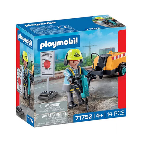 Obrero con Martillo Demoledor Playmobil 14 Piezas U