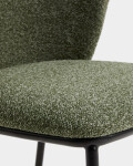 Silla Ciselia chenilla gruesa verde oscuro y patas de acero acabado negro Silla Ciselia chenilla gruesa verde oscuro y patas de acero acabado negro
