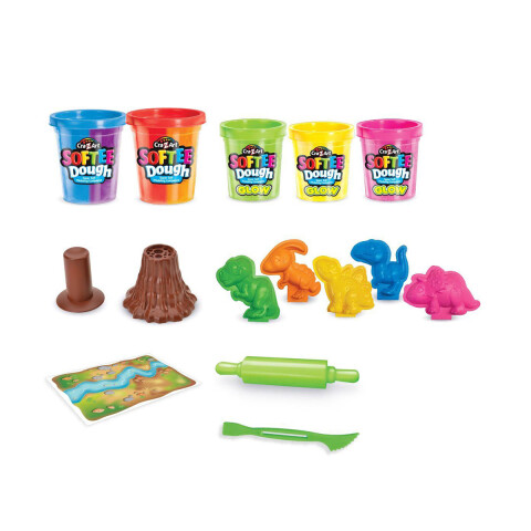 Kit de Dinosaurios para Modelar Neón Softee Dough Lexibook U